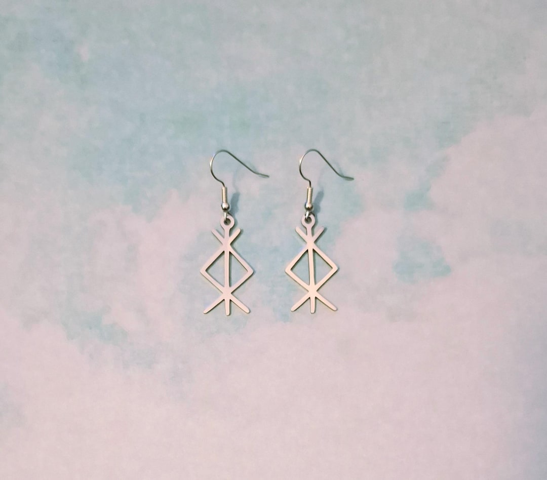 Protection Bind Rune Stainless Steel Drop Earrings. Algiz. Norse. Rune ...