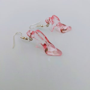 Pink acrylic doll shoes earrings with silver plated hooks. Doll aesthetic. Doll fashion. Pastel goth.