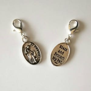 St Francis Of Assisi Clip On Collar Charm For Dogs And Cats. Patron Saint Of Animals and Ecology. Protection For Your Pet. Phone Charm.