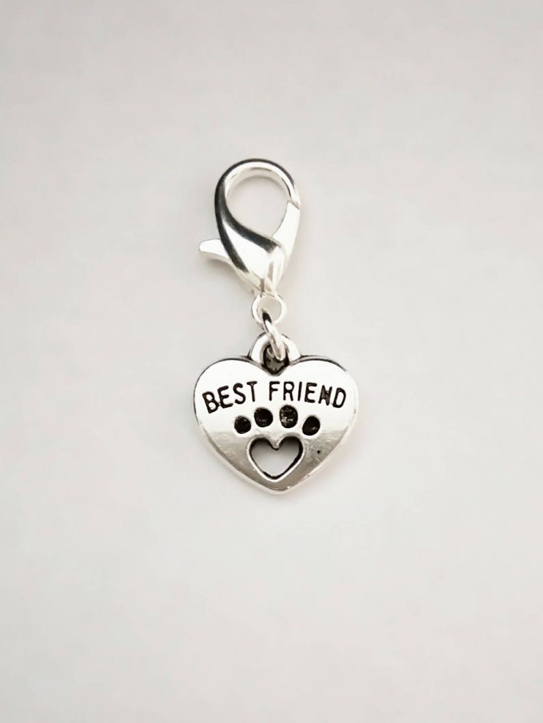 20 Tibetan Silver Love My Dog Heart Charms Paw Print