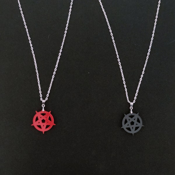 Inverted pentagram symbol acrylic pendant necklace. 20 inch chain. Occult. Reverse pentacle. Reverse pentagram. Alternative. Goth. Emo.