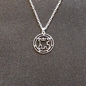 Halphas sigil. Lesser key of Solomon. Ars Goetic Goetia demon sceal seal symbol stainless steel pendant on a silver plated 18 inch  chain.