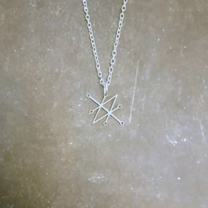 Stainless steel Sigil of Azazel symbol. Silver plated 18 inch necklace.