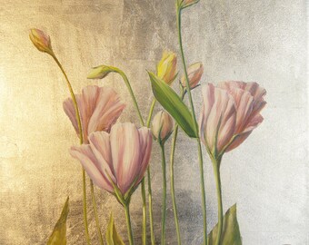 Flower Modern Silver Original Art Painting Gift 40x40cm