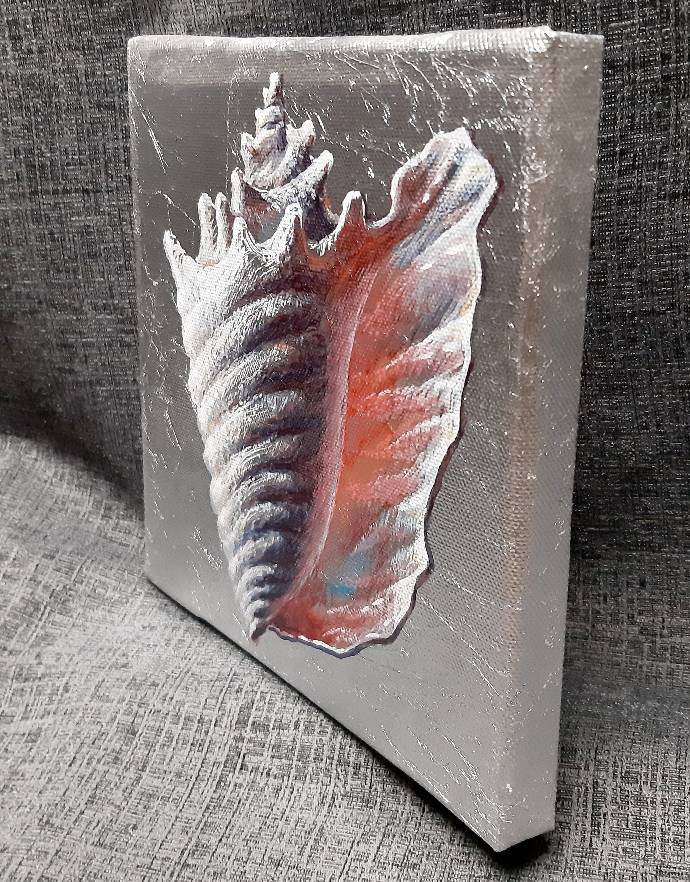 Picture Shell 2 Realistic Handmade Sea Shell Art on Canvas Silver ...