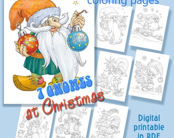 Christmas Gnomes Coloring Pages: Funny Winter Art (Digital Download)