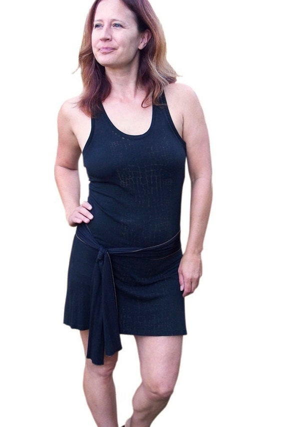 Black Racerback Tank Dress With Sash cotton Modal Knit Dress snakeskin Details sweet Virtues Etsy Canada