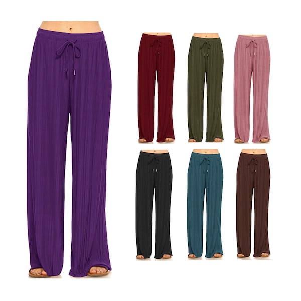 Women's Palazzo Pants Solid Culottes Trousers