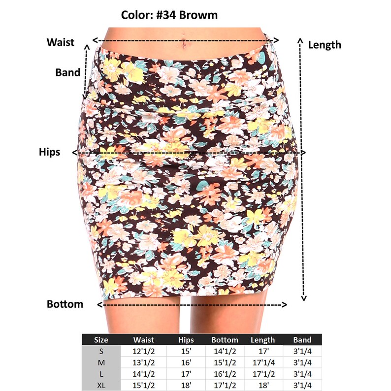Fashionazzle Women/'s Casual Printed Cotton Stretchy Bodycon Pencil Mini Skirt
