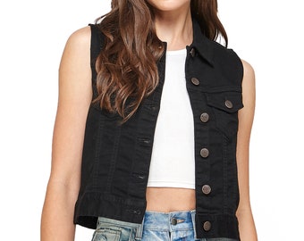 black jean vest women
