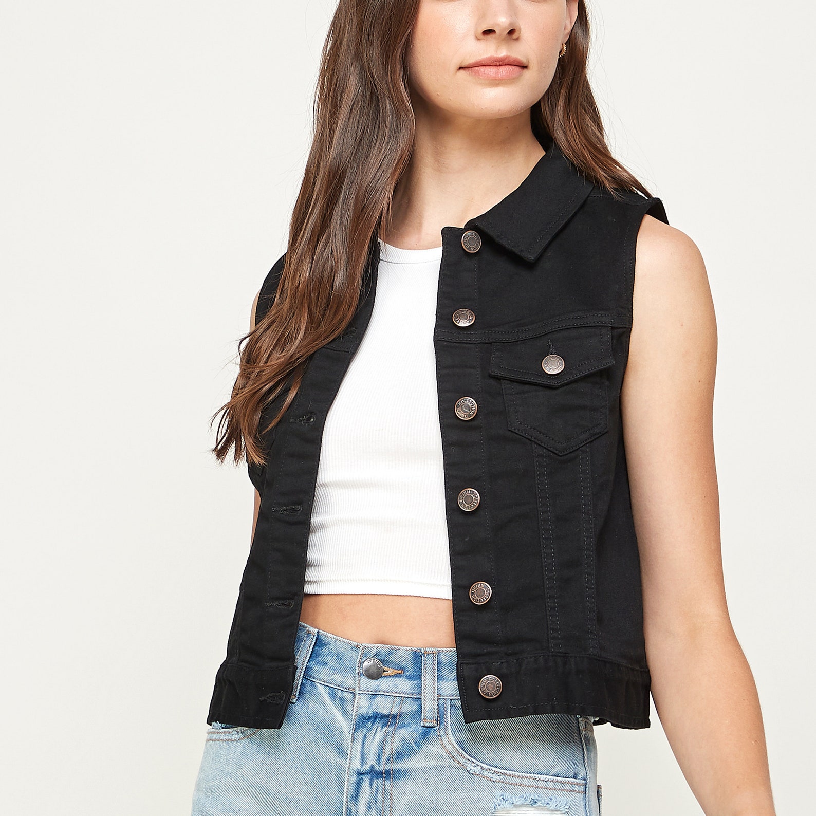 Fashionazzle Women's Sleeveless Button up Solid Vest Etsy