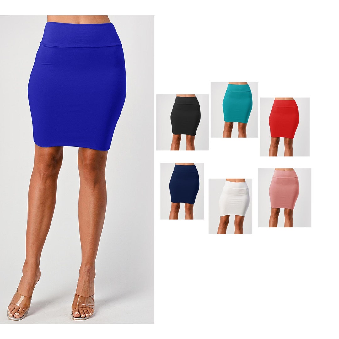 Women's Casual Stretchy Bodycon Pencil Mini Skirt Soft Rayon