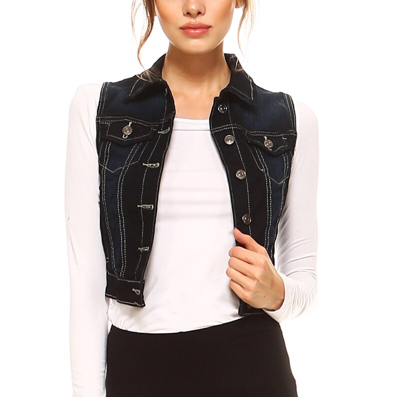 Fashionazzle Women S Oned Basic Solid Denim Vest Image 0
