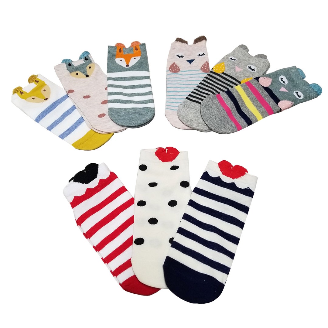 9 Pairs of Women's & Girl's Novelty Socks, High Quality Cute Design ...