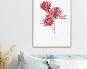 PINK PALM FANS, Botanical Illustration, Palm Tree Print, Palm Print, Plant Wall Art, Plant Illustration, Tropical Print, Tropical Decor