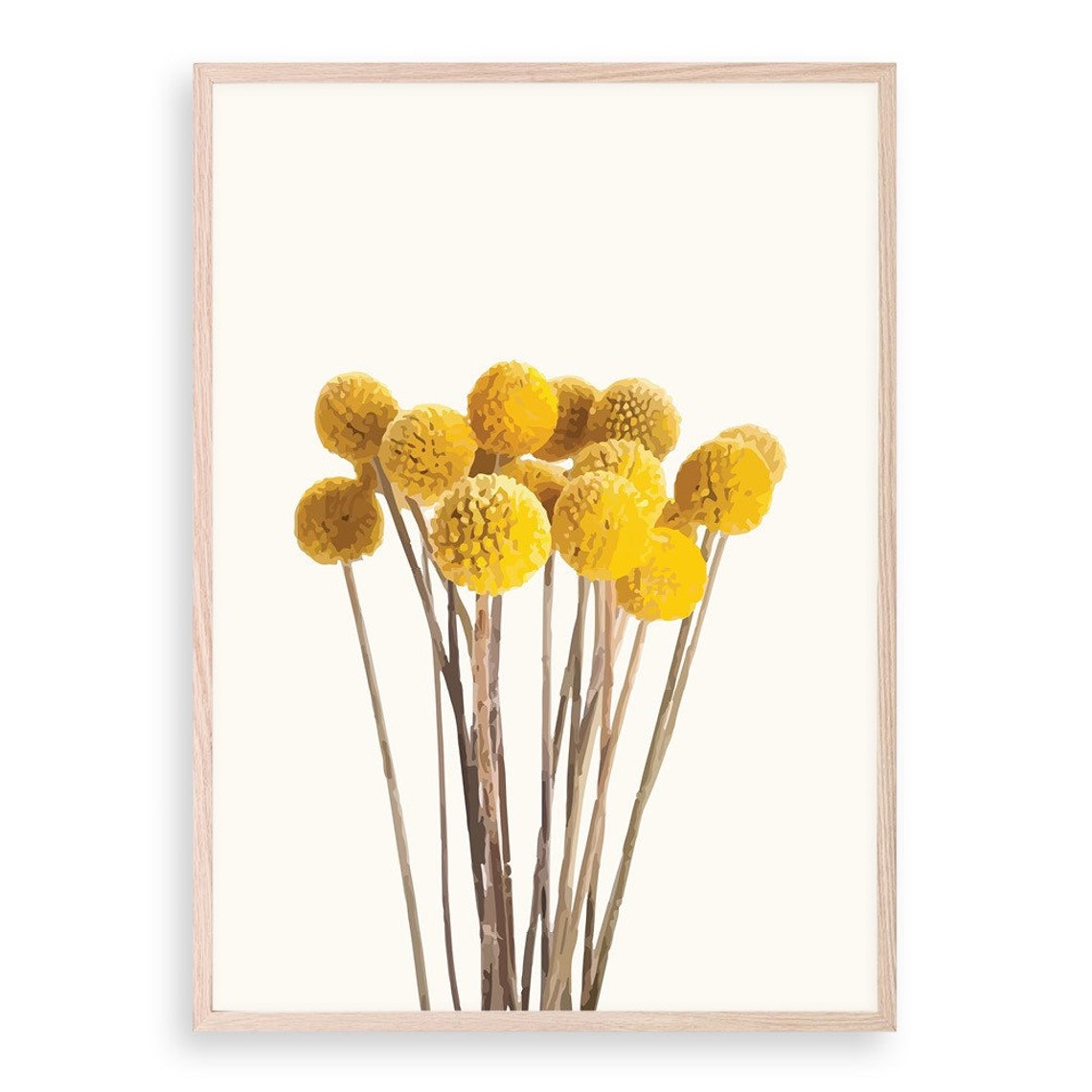 YELLOW POM POMS Botanical Wall Art Yellow Flower Print Etsy