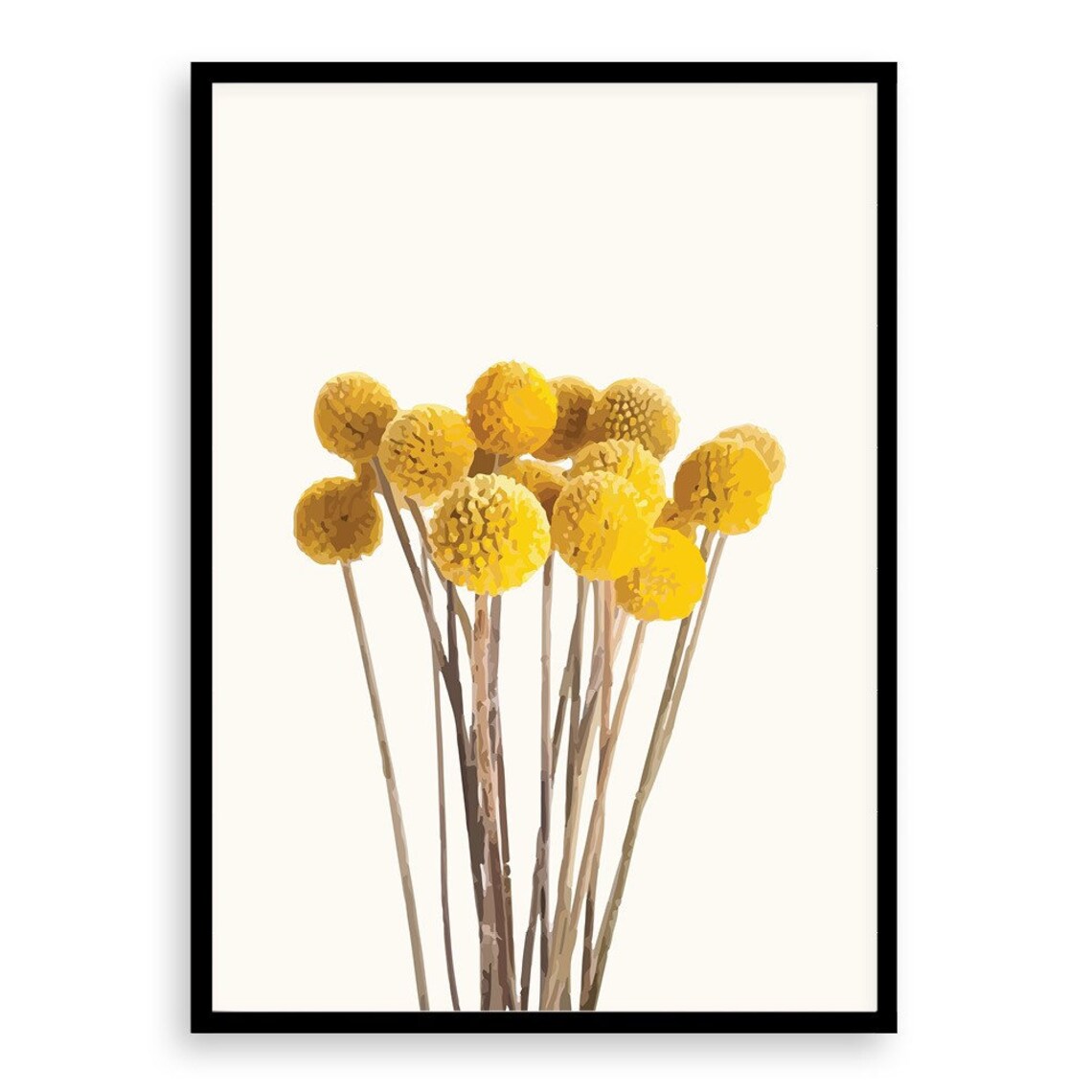 YELLOW POM POMS Botanical Wall Art Yellow Flower Print Etsy