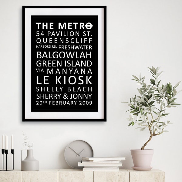 Custom JOURNEY, wedding gift, anniversary gift, engagement gift, Custom Bus Scroll, Personalised Tram Scroll, personalised poster