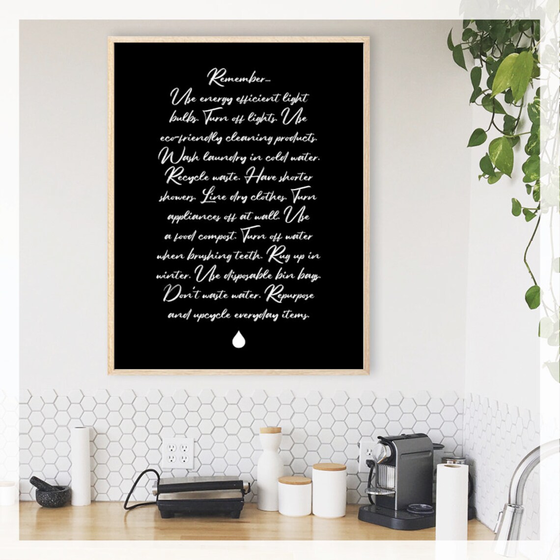 Eco Home Typography Black and White Art Minimalist Poster - Etsy
