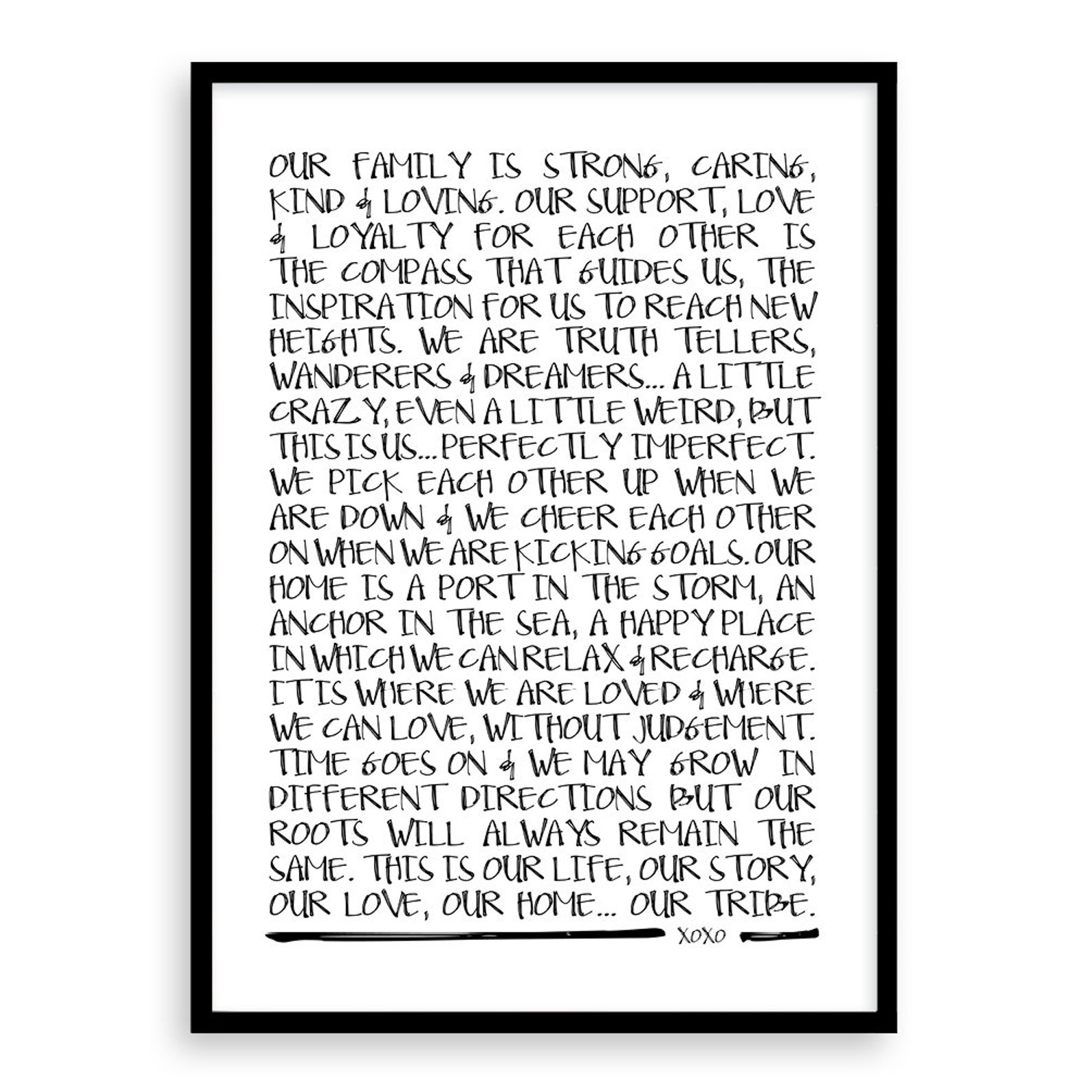 Family Mantra Family Poster Black and White Art Minimalist Etsy