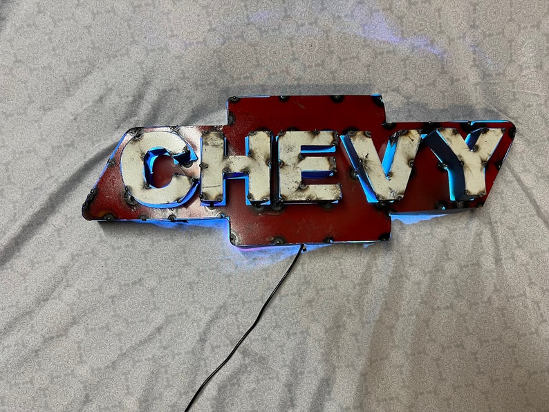 Chevy Metal Sign Rustic LED Back Lit - Etsy