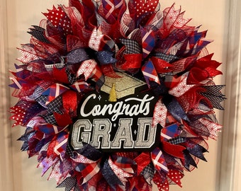 Graduation Wreath, Class of 2024 Wreath, Graduation Deco Mesh Wreath