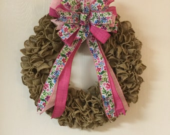 Spring Wreath-Summer Wreaths- Easter Burlap Wreaths-Burlap Wreaths-Flower Burlap Wreath-Easter Wreaths