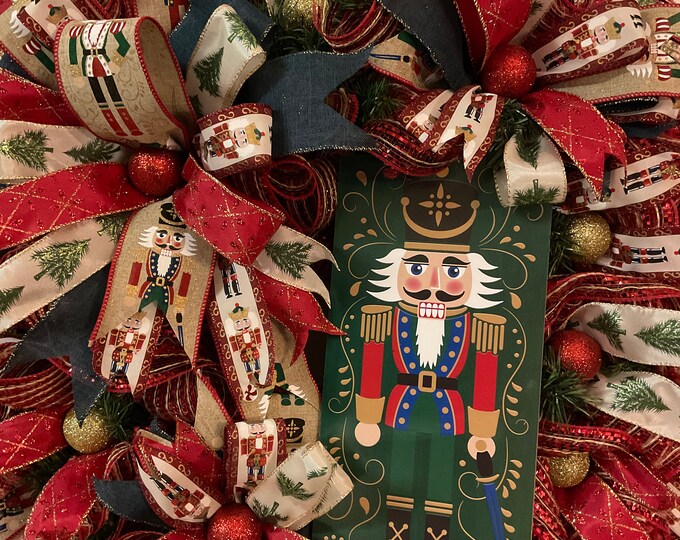 Christmas Wreath Nutcracker Christmas Wreath Nutcracker Mesh Etsy