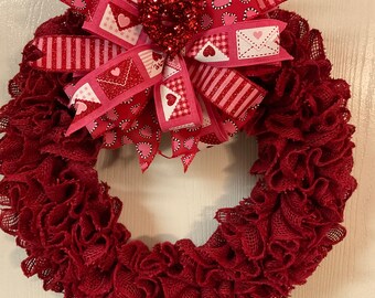 Valentines Wreath, Valentine’s Day Wreath, Valentine’s Day Burlap Wreath, Valentines Decorations