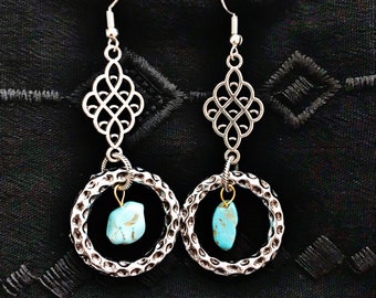 Silver Stone Textured Earrings