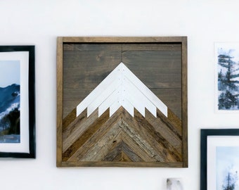 Rustic Mini Mountain with Dark Grey Sky. Single Piece. Reclaimed Wood Wall Art. Wood Mountain. Mountain Wood Wall Art. Mountain Scene