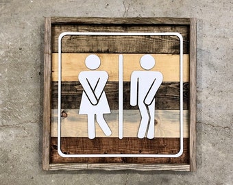 Rustic Humorous Restroom Sign. Parks and Recreational Sign. US Forest Sign. Reclaimed Wood Wall Art. Farmhouse Style Sign. Bathroom Sign