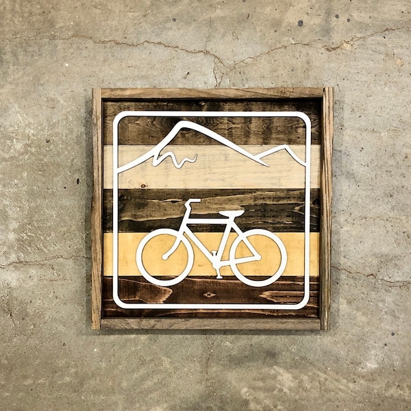 Rustic Biking Sign. Parks and Recreational Sign. US Forest Sign. Reclaimed Wood Wall Art. Farmhouse Style Sign. Reclaimed Art.