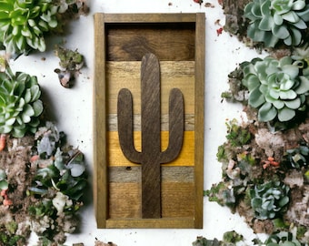 Rustic Earth Tone Cactus Cutout. Saguaro Shape. Reclaimed Wood Wall Art. Cactus Wall Decor. Southwest Art