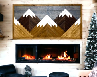 Stained Mountain Tops Single Piece. Reclaimed Wood Wall Art. Wood Mountains. Mountain Wood Wall Art. Handmade Mountains. Rustic Mountains.