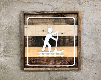 Rustic Paddle Boarding Sign. Parks and Recreational Sign. US Forest Sign. Reclaimed Wood Wall Art. Farmhouse Style Sign. Reclaimed Art.