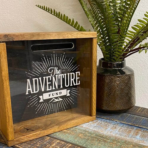 Shadow Box Savings Bank. Adventure Fund. Wooden Piggy Bank. Etsy