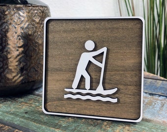 Rustic Paddle Board Office Desk Decor. Shelf Decor. Tabletop Decor. Parks and Recreational Sign. US Forest Sign. Wood Wall Art. Shelf Sitter