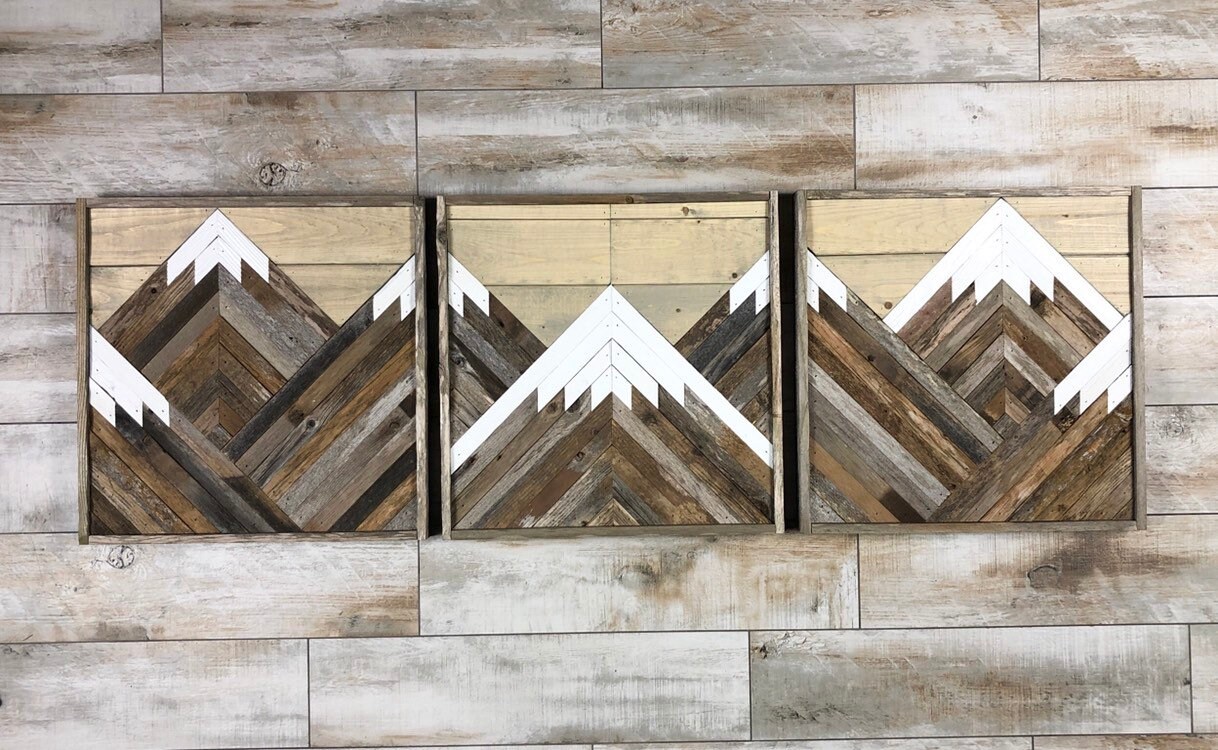 Conjunto rústico de cimas de montaña de 3. Arte mural de | Etsy México