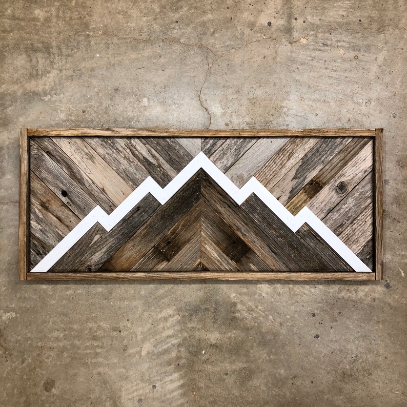 Rustic Mountain Ridge Reclaimed Wood Wall Art | Etsy