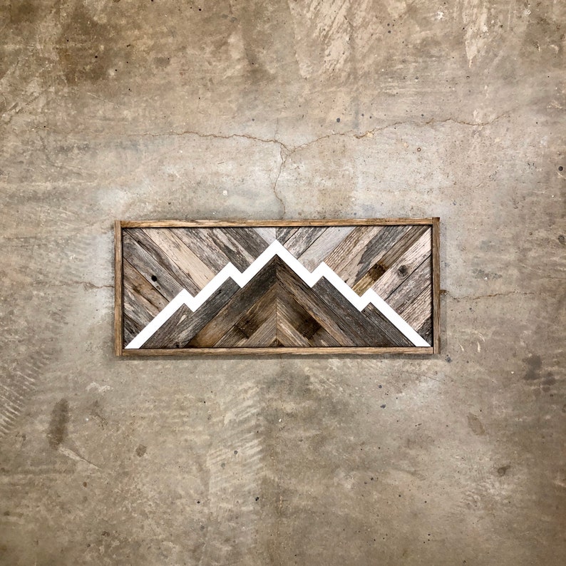 Rustic Mountain Ridge Reclaimed Wood Wall Art | Etsy