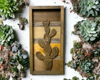 Rustic Earth Tone Cactus Cutout. Prickly Pear Shape. Reclaimed Wood Wall Art. Cactus Wall Decor. Southwest Art