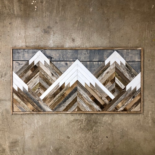 Mountain Wall Art Wood Mountain Panel Art Mountain Wall Etsy