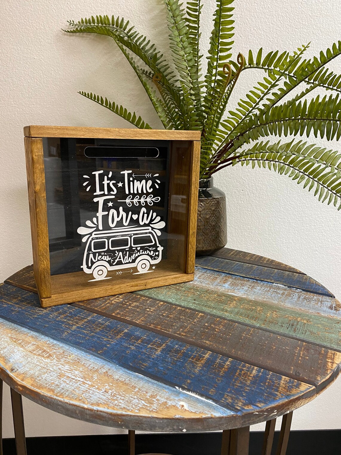 Shadow Box Savings Bank. Time for A New Adventure. Wooden Etsy