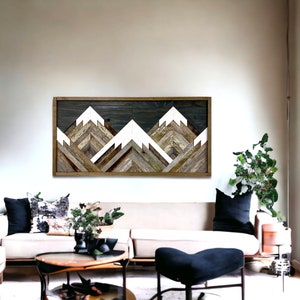 Rustic Mountain Tops. Grey Sky. Single Piece. Reclaimed Wood Wall Art. Wood Mountains. Mountain Wood Wall Art. Handmade Mountains. image 2