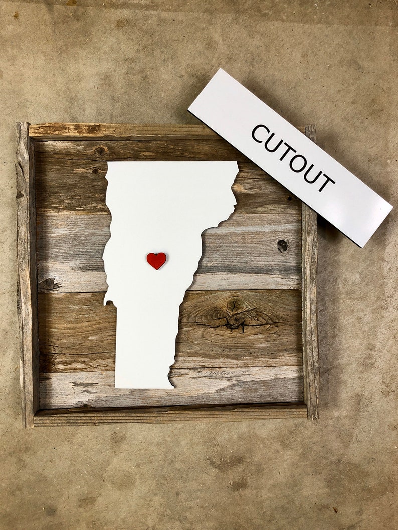 Rustic Vermont State Shape. Reclaimed Wood Wall Art. Vermont Etsy