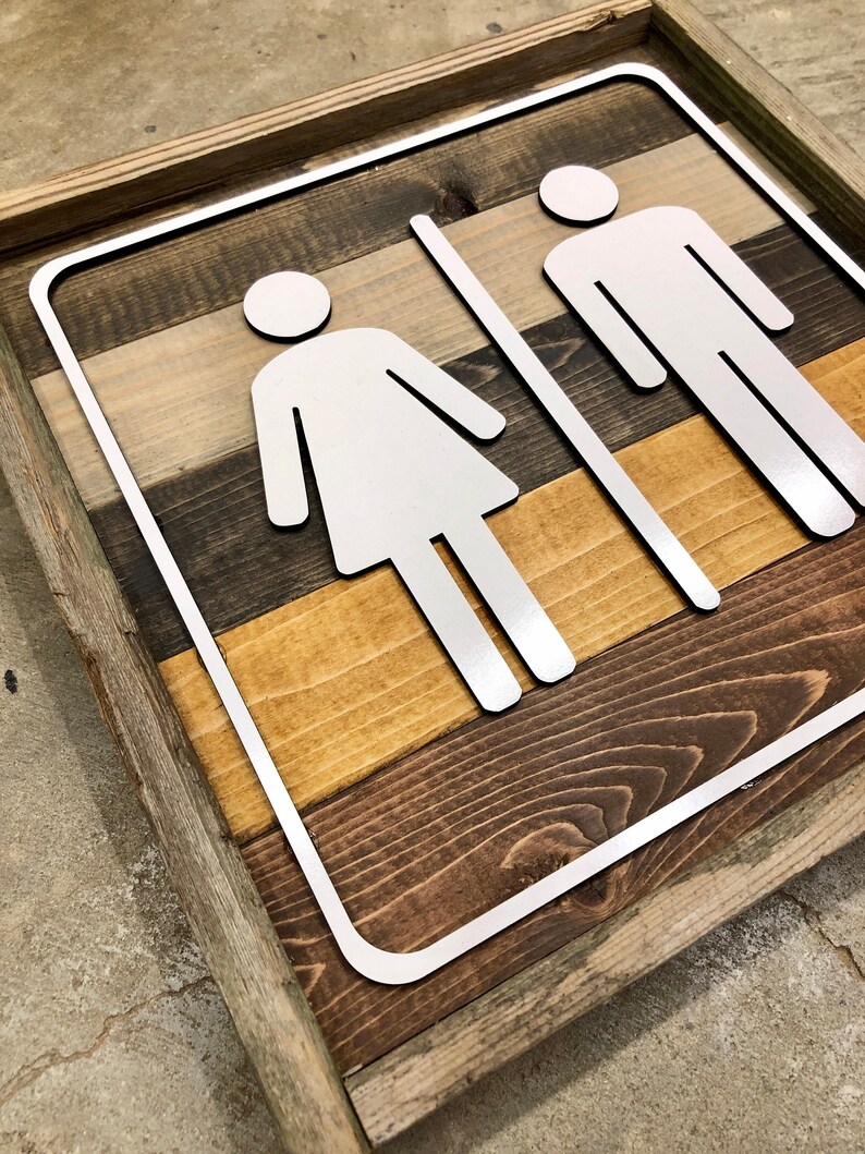 Signo de baño rústico unisex. Parques y signo recreativo. | Etsy