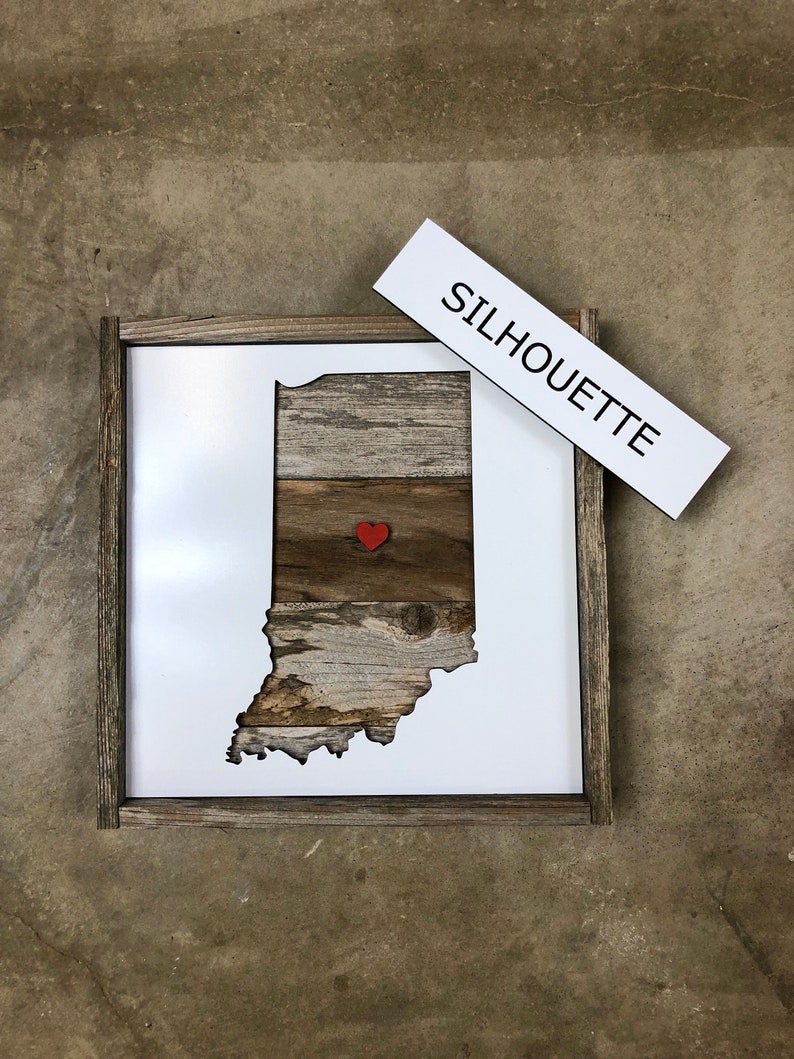 Rustic Indiana State Shape. Reclaimed Wood Wall Art. Indiana Etsy