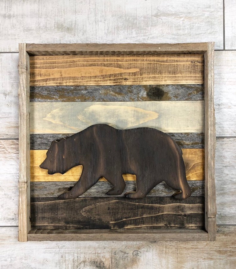 Rustic Earthtone Bear Cutout. Reclaimed Wood Wall Art. Bear Etsy