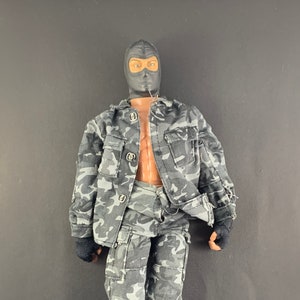 20th Century Toys Military 11&quot; Action Figure in Camouflage and Balaclava Vintage - Articulated Action Figure